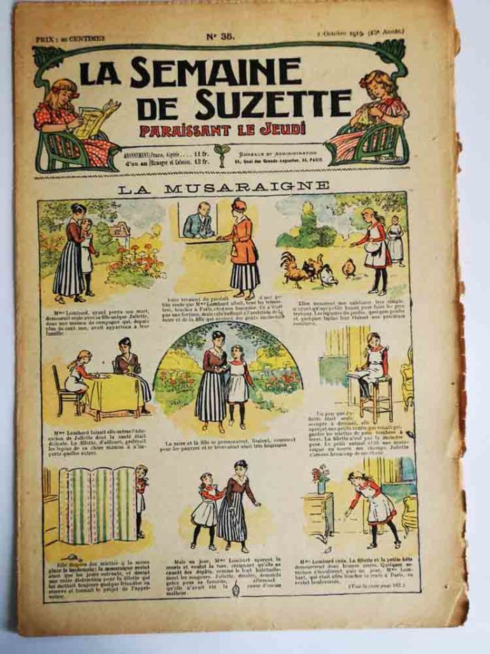 La Semaine de Suzette 15e année n°35 (1919) - La musaraigne (Raymond de la Nézière) - Editions Gautier-Languereau 2 octobre 1919
